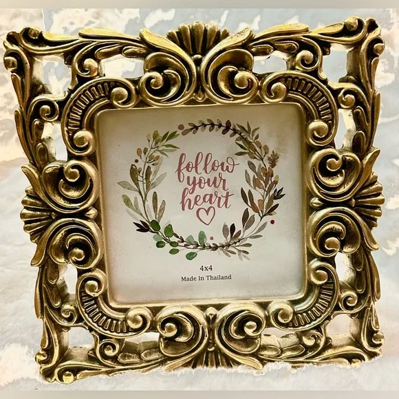 Elegant  Antique Gold Ornate Metal Picture Frames with easel stand
3 piece set - Picture 4 of 7